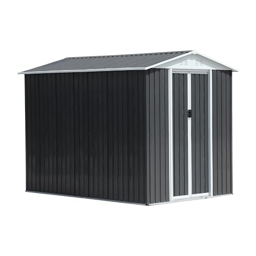 6x9 FT Outdoor Storage Shed (6x9 FT / Gray)