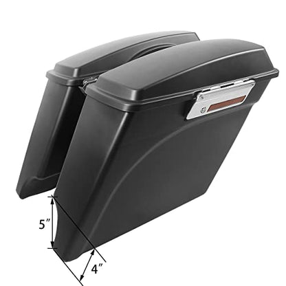 Motorcycle 5" Stretched Saddlebags Fit For Harley Touring 1993 (Matte Black / 5" Extended)