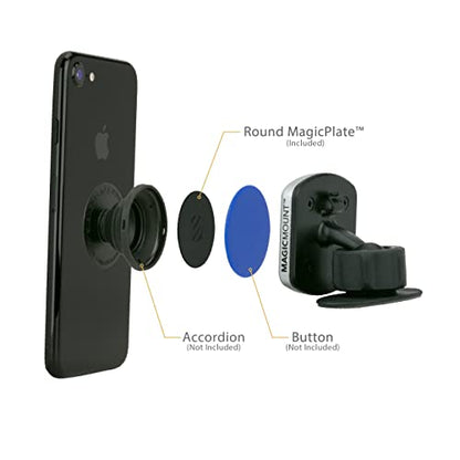 MPRNDRK SP MagicMount Replacement Metal Plate Kit for Phone (Round / 2 Plates / Black)