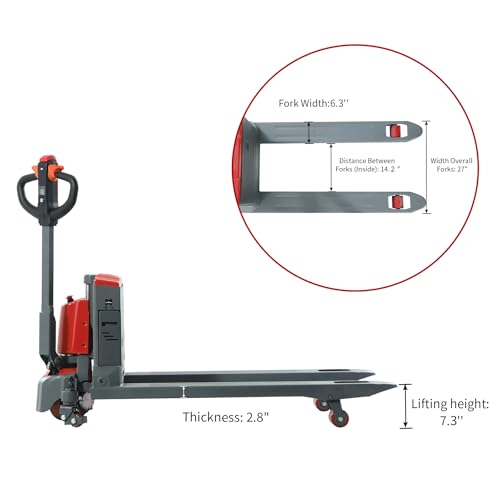 Tory Carrier Full Electric Power Pallet Jack Truck 4400lb Cap. 48" x 27" Fork Size (Red-4400lbs)