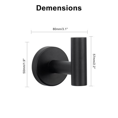 Bath Towel Hooks (Matte Black / 3 Pack)