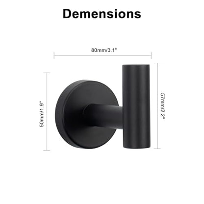 Bath Towel Hooks (Matte Black / 3 Pack)