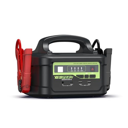 12V 24V 6000A Heavy Duty Truck Jump Starter with 145W Quick Charger (Black)