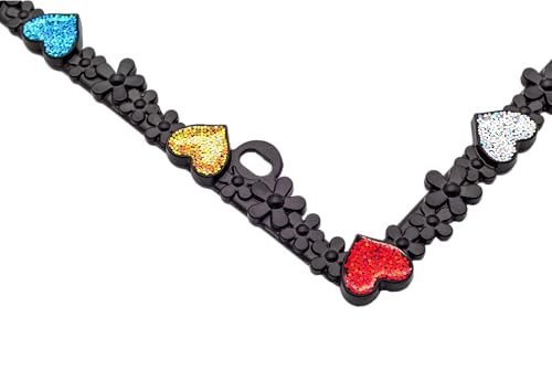 3D Shining Daisy Heart License Plate Frame from Pure Zinc Alloy Metal Perfect Plate Holder (Matt Black with Colorful Glitter, Luminously Heart)