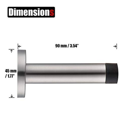 Door Stopper 304 Stainless Steel Thicken 1mm Sound Dampening Door Stop Bumper Wall Protetor 1 Pack (1 Pack / Brushed & Black Tip)