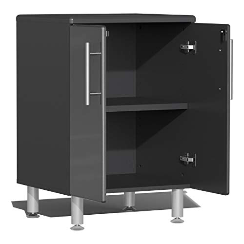 UG22082G 8 Piece Garage Cabinet Kit with Bamboo Worktop in Graphite Grey Metallic