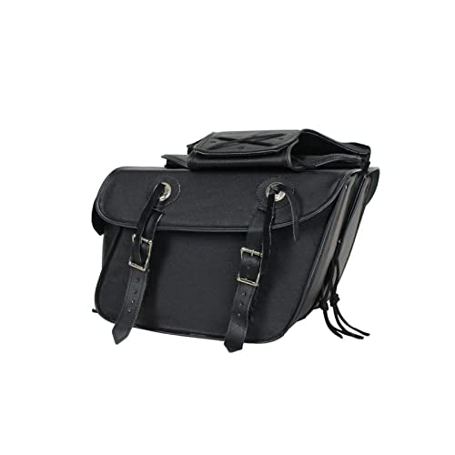 Motorcycle Saddle Bags Leather Motorcycle Luggage Bag with Gun Holsters For Softails Sportsters and Choppers Tool Bags (Style1 - Leather / 14" x 8" x 11")