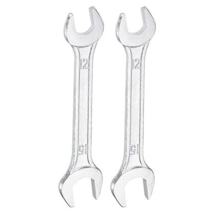 2pcs Double Open End Wrench 12mm x 15mm Metric 15 Degree Offset Angle Small Flat Head Wrench Galvanizing Open Ended Spanner for Automotive Repair Furniture Assembly (12mm x 15mm)