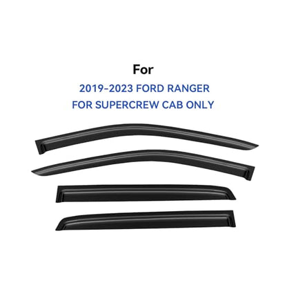 Window Visors Rain Guards for 2019 (2019-2023 Ford Ranger SuperCrew)