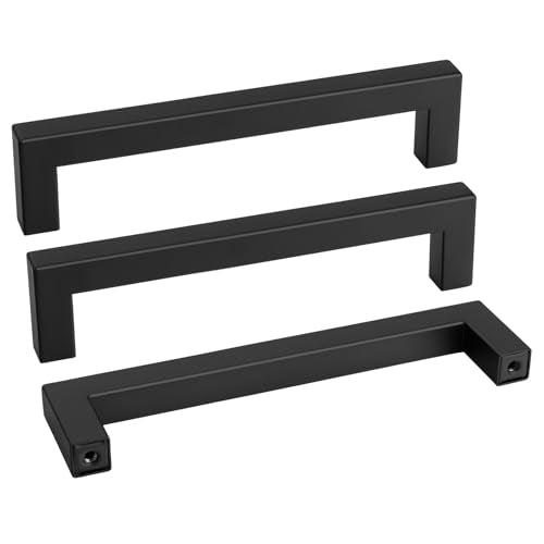 1 Pack 6-1/4 Inch Black Cabinet Handles Kitchen Drawer Pulls (Matte Black / 6-1/4 Inch Hole Centers)
