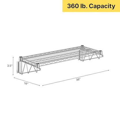 14" x 36" Chrome Wire Wall Mount Shelf (Chrome / 14" x 36")