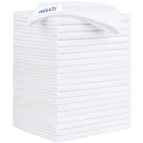 White Microfiber Cleaning Cloth 20 Pack 11.5 x 11.5 inch Microfiber Towels for Cars Ultra Absorbent Car Washing Cloth Lint Free Streak Free Cleaning Rags for Car (White / 11.5 x 11.5 Inch)