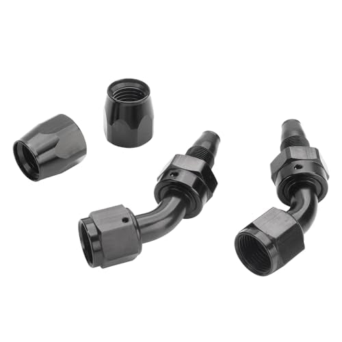 Swivel 12AN Fitting 45 Degree For CPE Braided Hose End Black 2Pcs (12AN 45° 2Pcs)