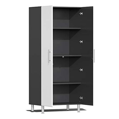 UG22092W 9 Piece Garage Cabinet Kit with Bamboo Worktop in Starfire White Metallic