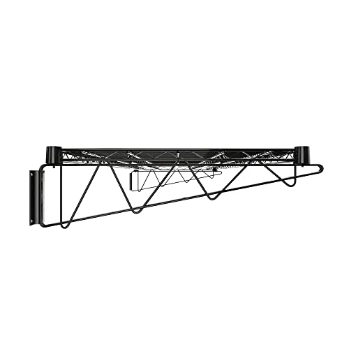 24" x 60" Black Epoxy Wire Wall Mount Shelf (Black / 24" x 60")
