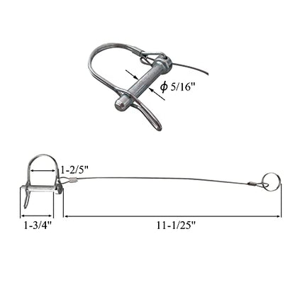 Trailer Coupler Pins with Tethers (5/16"x1-3/4"x10)