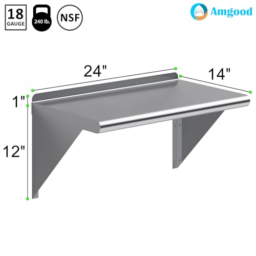 14 in. x 24 in. Stainless Steel Wall Mount Shelf (14 in. x 24 in.)