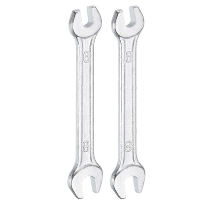 2pcs Double Open End Wrench 6mm x 8mm Metric 15 Degree Offset Angle Small Flat Head Wrench Galvanizing Open Ended Spanner for Automotive Repair Furniture Assembly (6mm x 8mm)