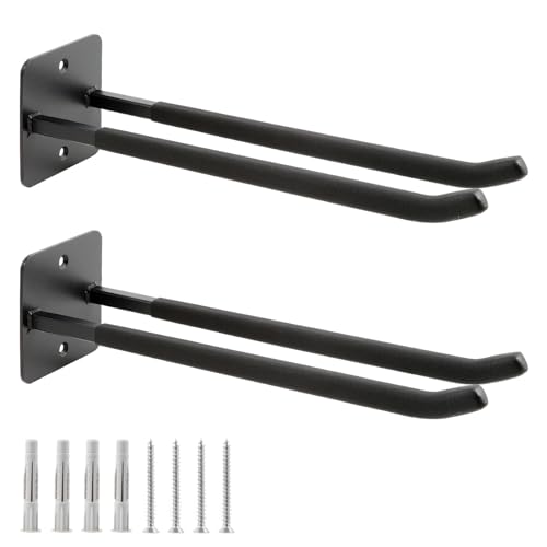 2 Pack Steel Wall Mount Double Garage Storage Hooks (2pc Upgraded Square tube hooks -14")