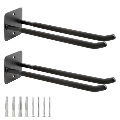 2 Pack Steel Wall Mount Double Garage Storage Hooks (2pc Upgraded Square tube hooks -14")