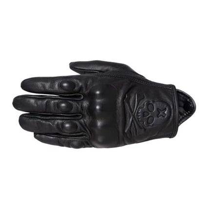 Goatskin Leather Motorcycle Motorbike Powersports Racing Gloves Reflective Skull Touchscreen for Men and Women Model (HEE7 / X-Large)