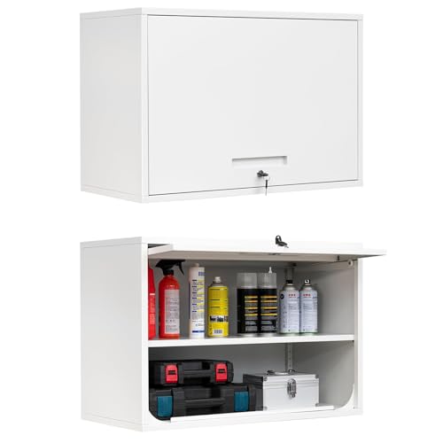 Metal Wall Cabinet with Locking Door and Shelf (21.65"H / White)