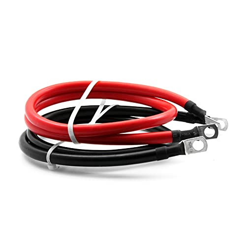 4 AWG Battery Cable 4 Gauge Pure Copper Battery Inverter Cables with 3 (3FT / 3/8")