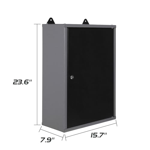 Metal Storage Wall Mounted Lockable Cabinet with 22 Tool Hooks