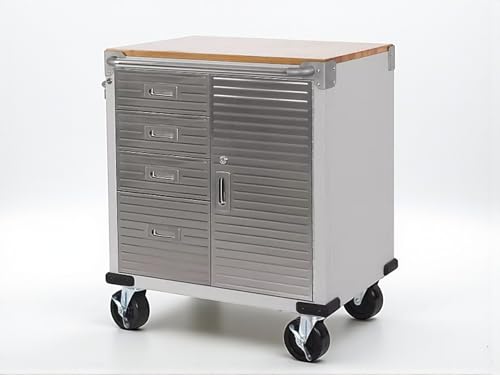 Heavy Duty Rolling Storage Cabinet with Wheels and Drawers (1 Door, 4 Drawer (28" W x 25" D x 34.5" H) / Granite)