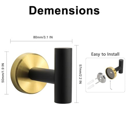 Bath Towel Hooks (Black Gold / 4 Pack)
