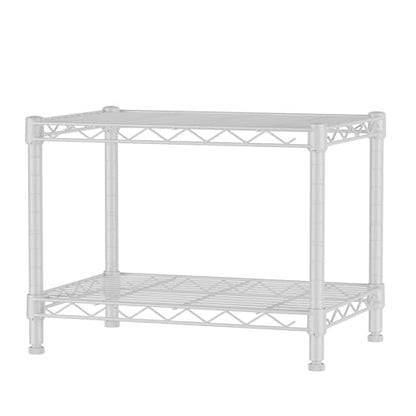 Small Wire 2 Shelves Pantry Metal Shelf Floor Organizer Under Desk (White / 2-Tier 11.8"D X 17.3"W X 12.2"H)