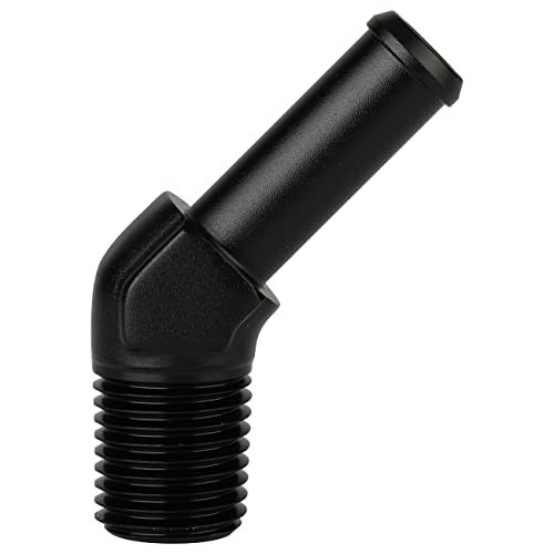 1 4 NPT Male to 3 (1/4 NPT to 3/8 Barb / Black - 45 Degree)