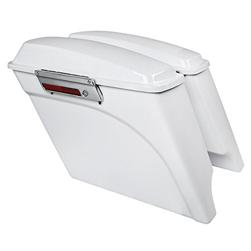 Motorcycle 5" Stretched Saddlebags Fit For Harley Touring 1993 (White / 5" Extended)