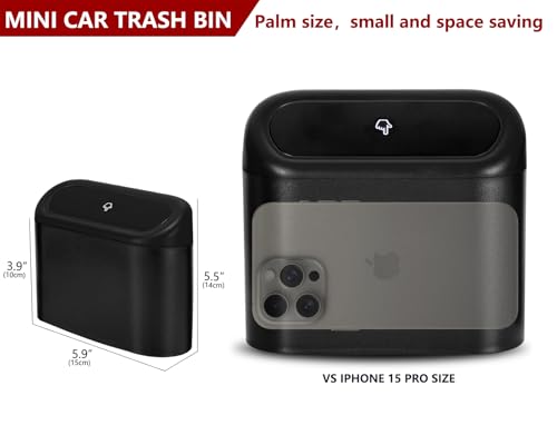 Mini Car Trash Can with Lid (Black)