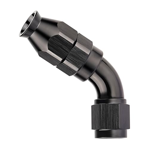 4AN 60 Degree PTFE One Piece Full Flow End Hose Fitting Aluminum Black (4AN / 60 Degree)