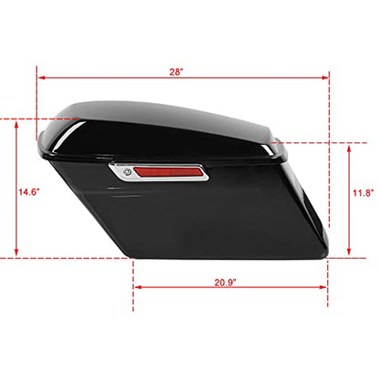 Motorcycle Saddlebags with Black Conversion Brackets Fit For Harley Softail Deluxe Heritage Softail 1984 (Vivid Black W/ Chrome Latches)