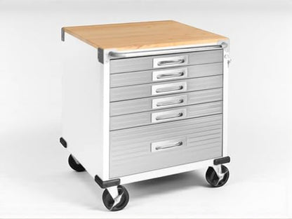 Heavy Duty Rolling Storage Cabinet with Wheels and Drawers (6 Drawer (28" W x 25" D x 34.5" H) / White)