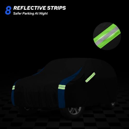 Car Cover Waterproof All Weather for SUV (Black-Blue / Fit SUV Length 182-191 inch)