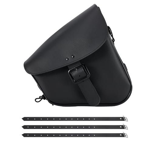 Motorcycle Swing Arm Bag Solo Saddle Bags For Sportster Softail PVC Waterproof Motorcycle Luggage Bags for Motorcycle or Bike (Black-Single Buckle / Right Side)