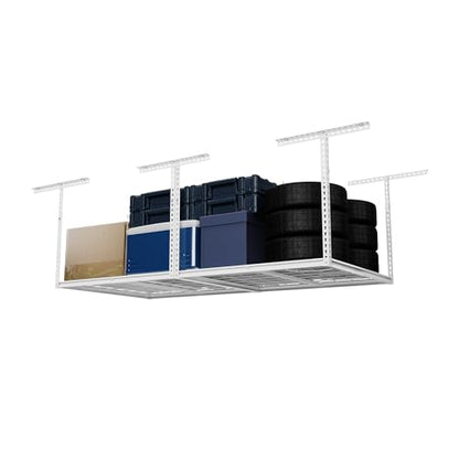 The Atlas Pro 4 x 8 ft Overhead Garage Storage Rack (White)