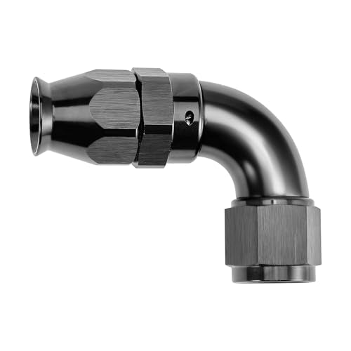 10AN 90 Degree PTFE One Piece Full Flow End Hose Fitting Aluminum Black (10AN / 90 Degree)