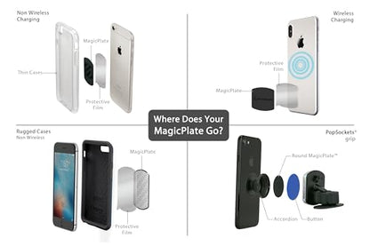 MPRNDRK SP MagicMount Replacement Metal Plate Kit for Phone (Round / 2 Plates / Black)