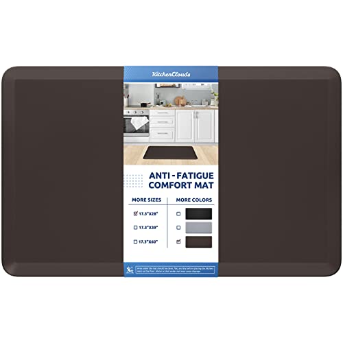Kitchen Mat Cushioned Anti Fatigue Rug Standing and Comfort Floor Mats (Chocolate / 28"L x 17.3"W x 0.5"Th)