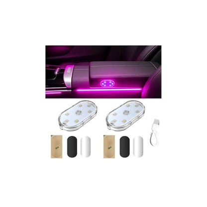 2PCS Car LED Lights Interior Wireless (Pink-Purple / Magnetic)