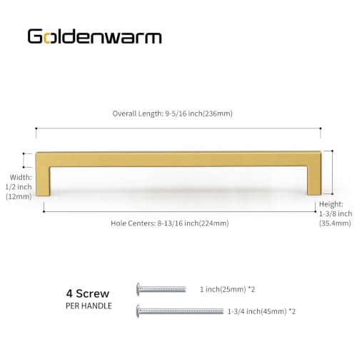 30 Pack Gold Cabinet Handles 8 (Gold / 8-4/5 inch Hole Centers)
