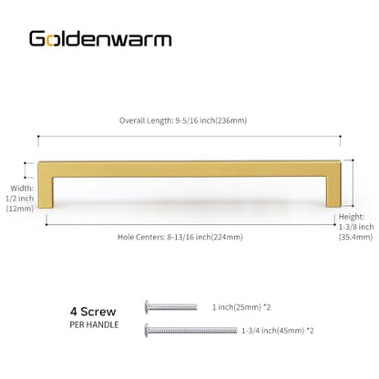 30 Pack Gold Cabinet Handles 8 (Gold / 8-4/5 inch Hole Centers)