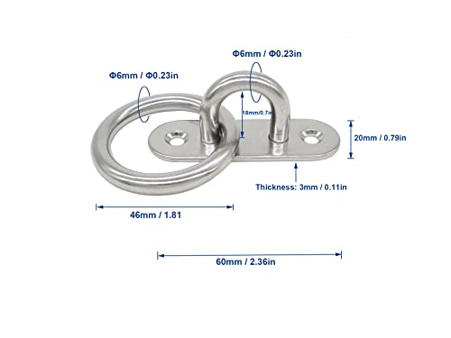 Stainless Steel Ceiling Hooks & Wall Hangers with Rings (M6 With Ring)