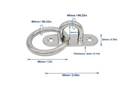 Stainless Steel Ceiling Hooks & Wall Hangers with Rings (M6 With Ring)