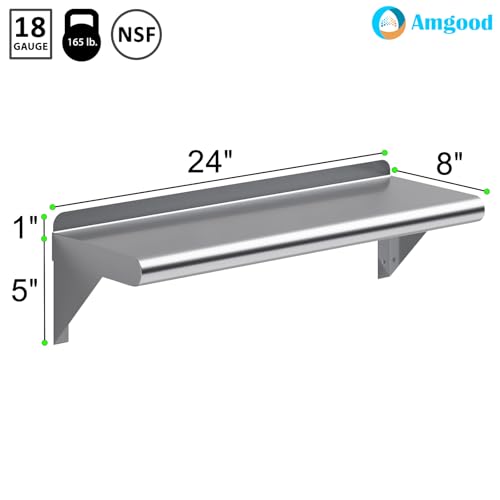8 in. x 24 in. Stainless Steel Wall Mount Shelf (8 in. x 24 in.)