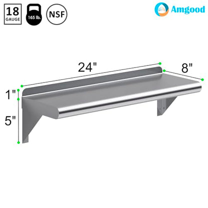 8 in. x 24 in. Stainless Steel Wall Mount Shelf (8 in. x 24 in.)